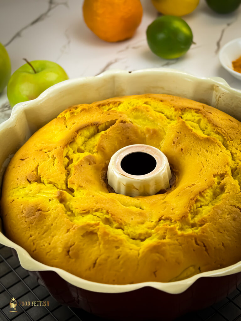 Citrus Apple Turmeric Cake, Baked