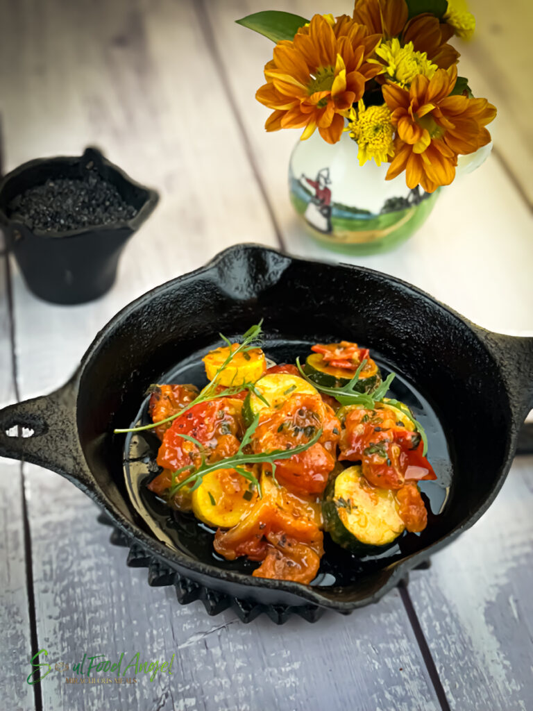 Zucchini, Summer squash and tomatoes sauté for Sea Bass with Tomatoes and Summer Squash recipe