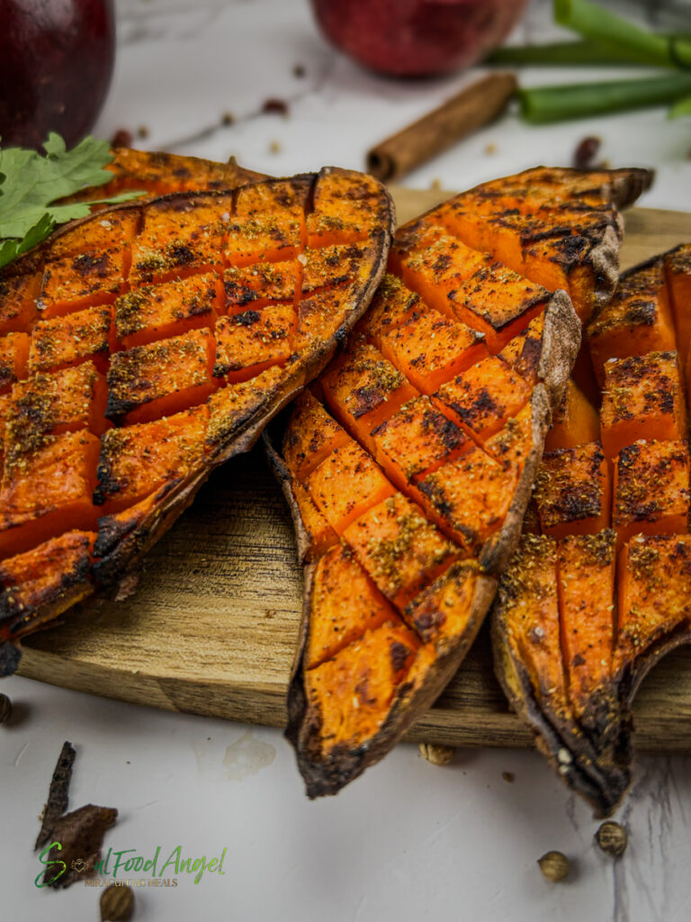 Crispy sweet potatoes, fresh out of the air fryer